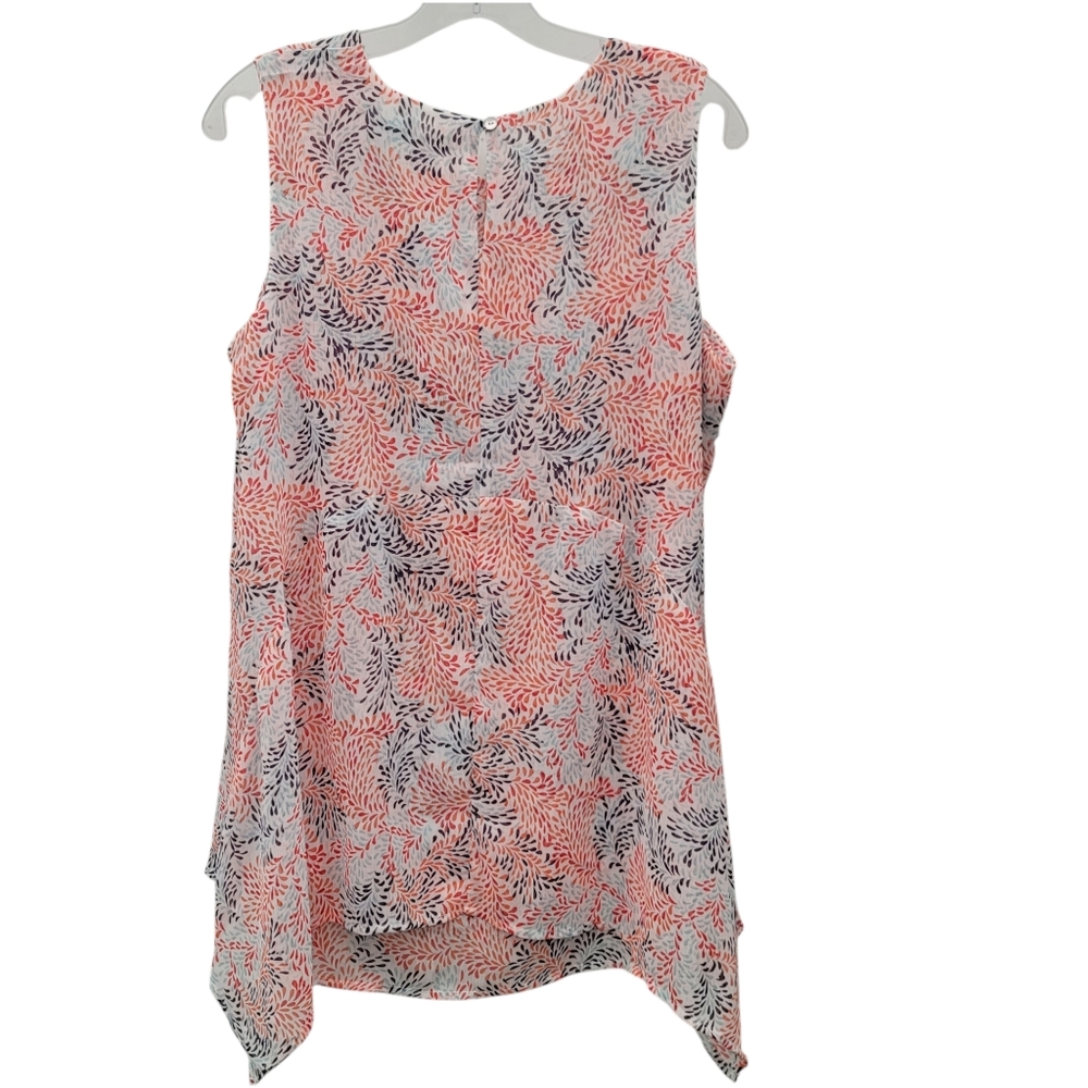 NWT Fever Womens Pink & Blue Double Layer Sleeveless Blouse Multi Splash - Med. - Picture 5 of 10